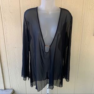 Venus Women's Black Mesh Swimsuit Cover Up USA | L